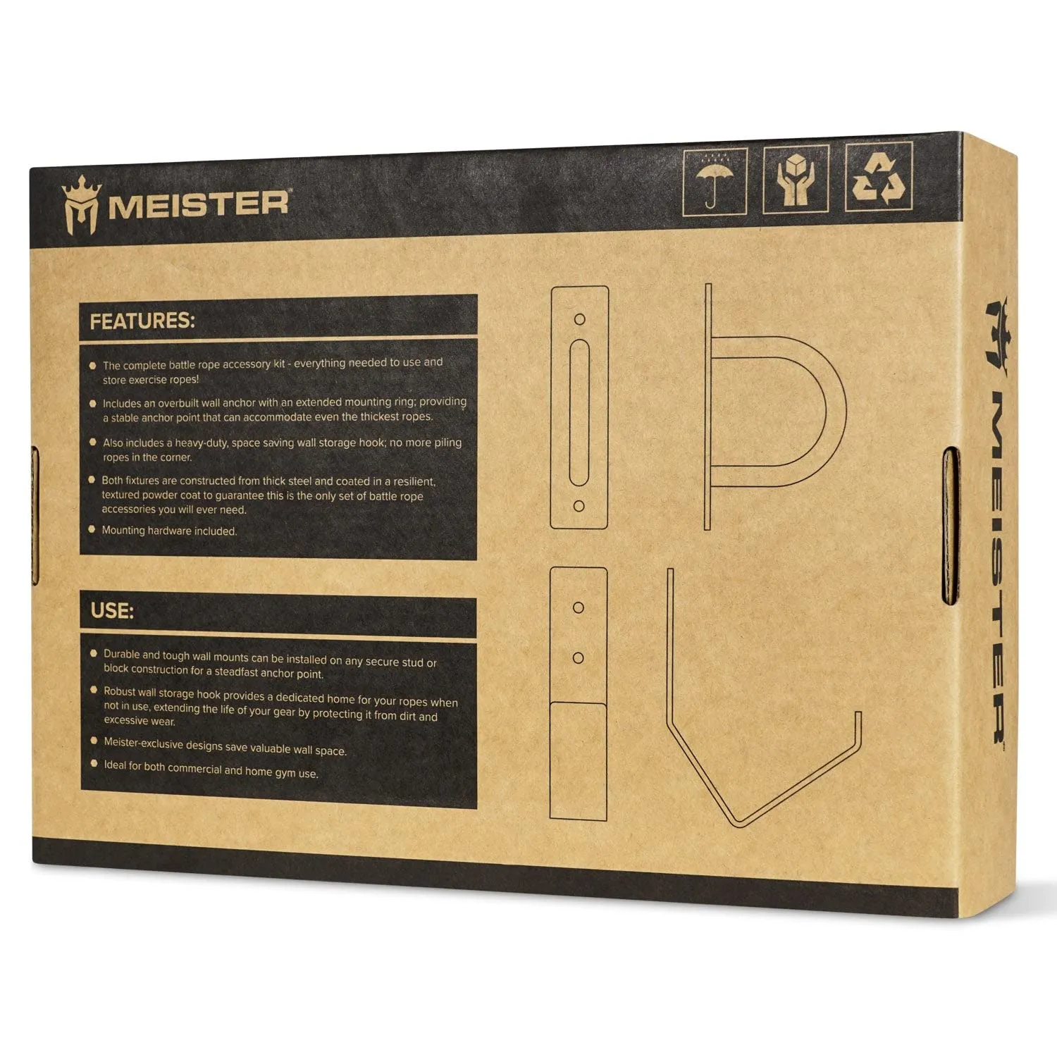 Meister XSteel kit ancoraggio battle rope nero opaco acciaio