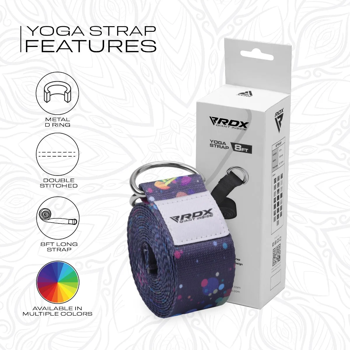 RDX F3 Cinghia Yoga Cotone Multi Color antiscivolo