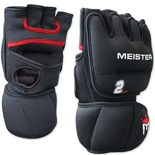 Meister guanti zavorrati 2lb coppia nero rosso neoprene
