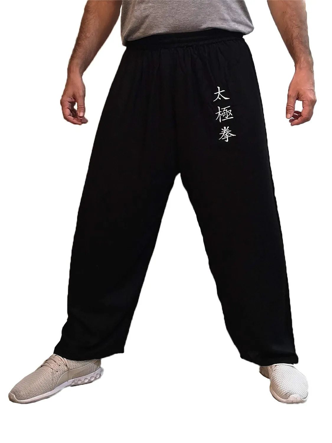 TAO pantaloni tai chi viscosa neri aperti caviglia