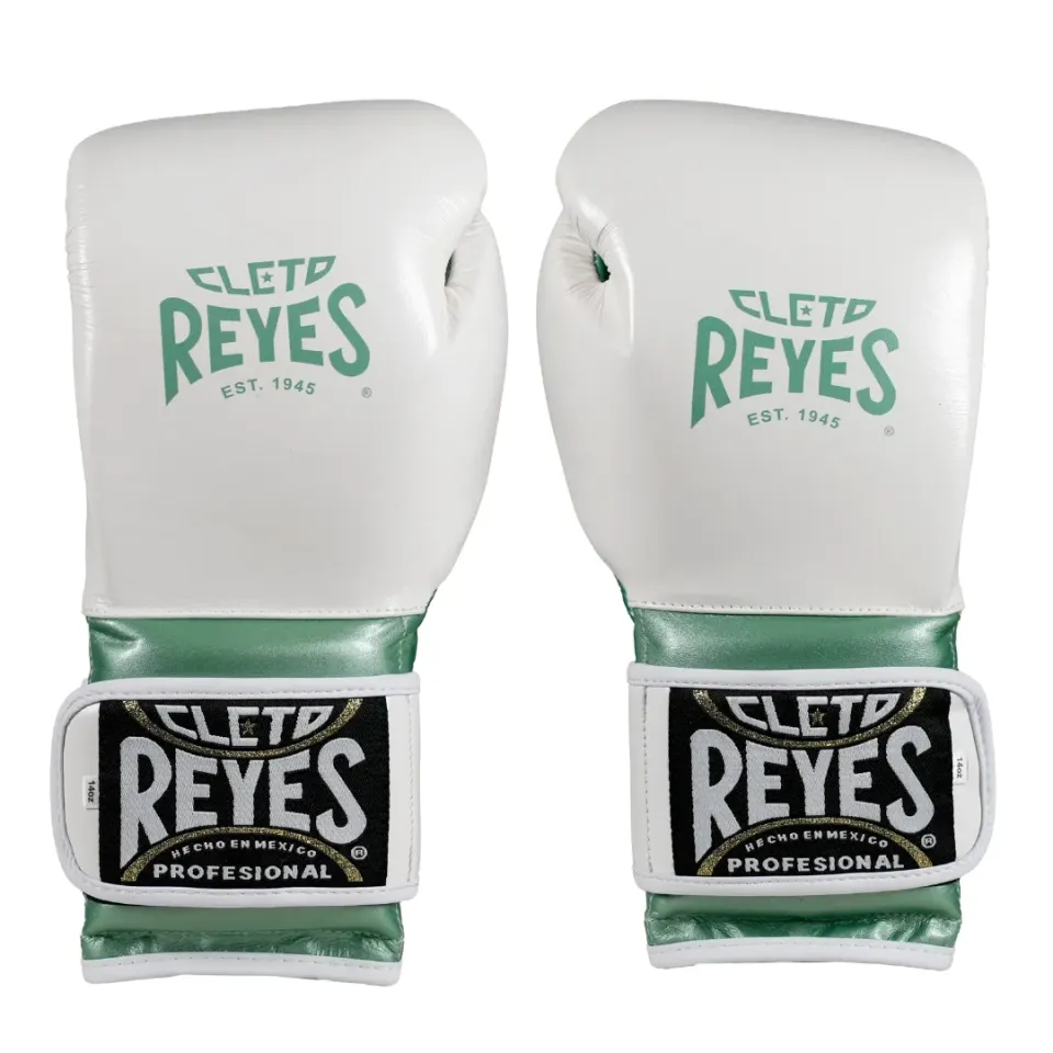 Cleto Reyes Training guanti boxe 14 oz bianco verde pelle