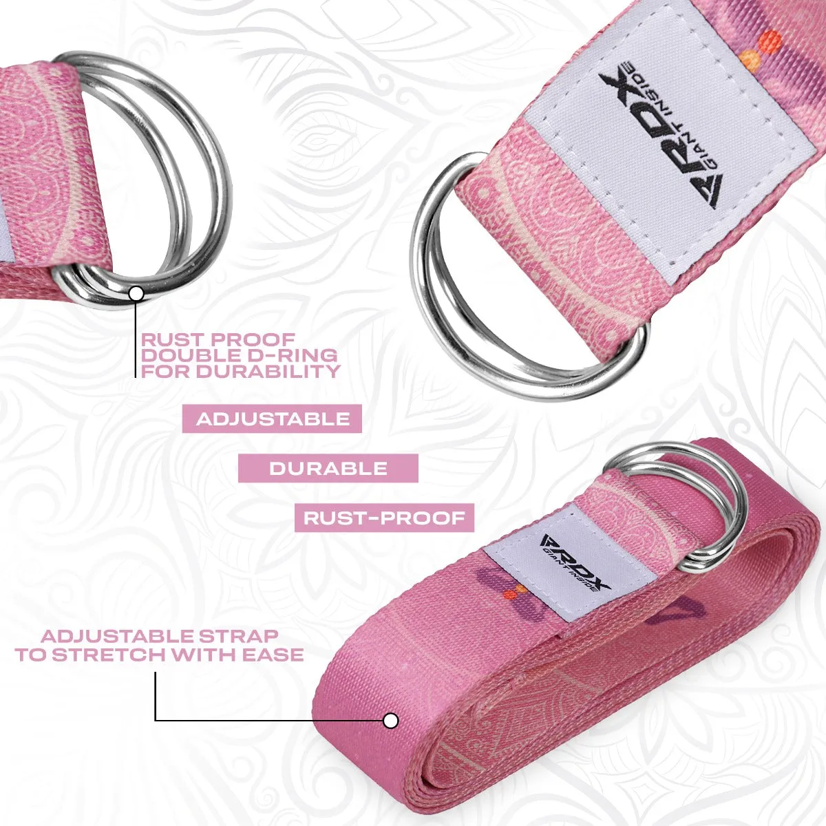 RDX F5 Cinghia Yoga Cotone Rosa stretching