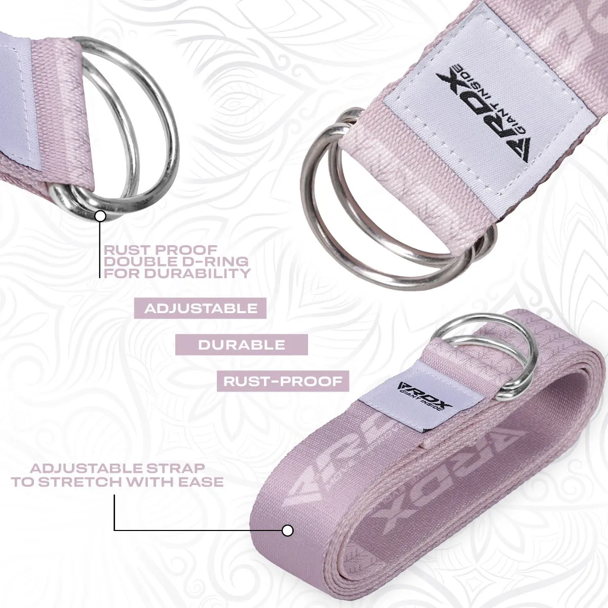 RDX F22 cinghia yoga cotone rosa 8 piedi