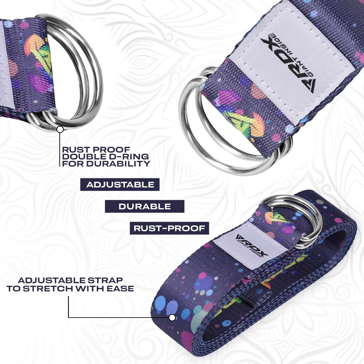 RDX F3 Cinghia Yoga Cotone Multi Color antiscivolo