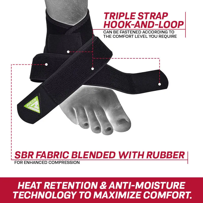 RDX A701 Cavigliera Sportiva Nera Tripla Cinghia