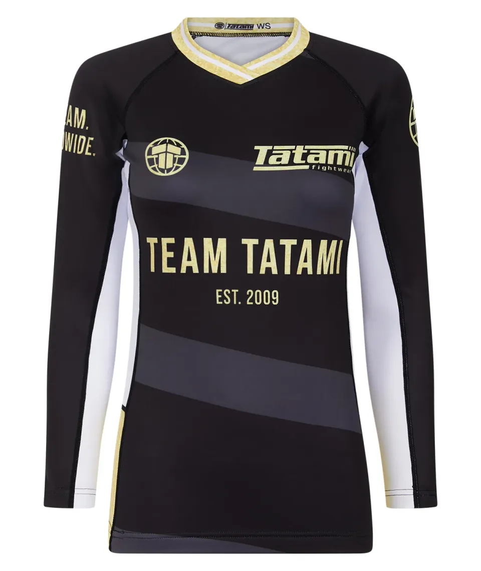 Tatami Team Long Sleeve rash guard donna nero oro M riciclata