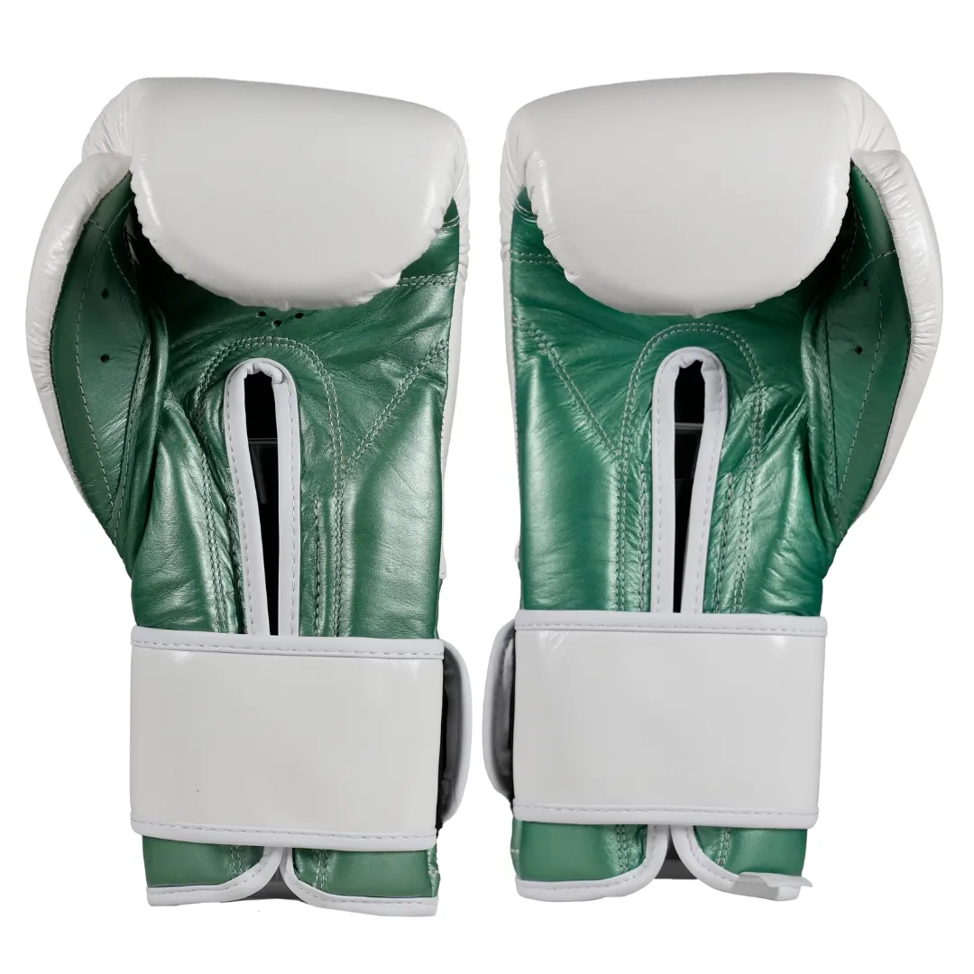 Cleto Reyes Training guanti boxe 14 oz bianco verde pelle