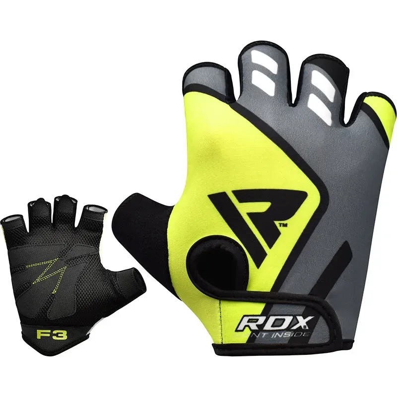 RDX F3 guanti palestra senza dita verdi presa gomma