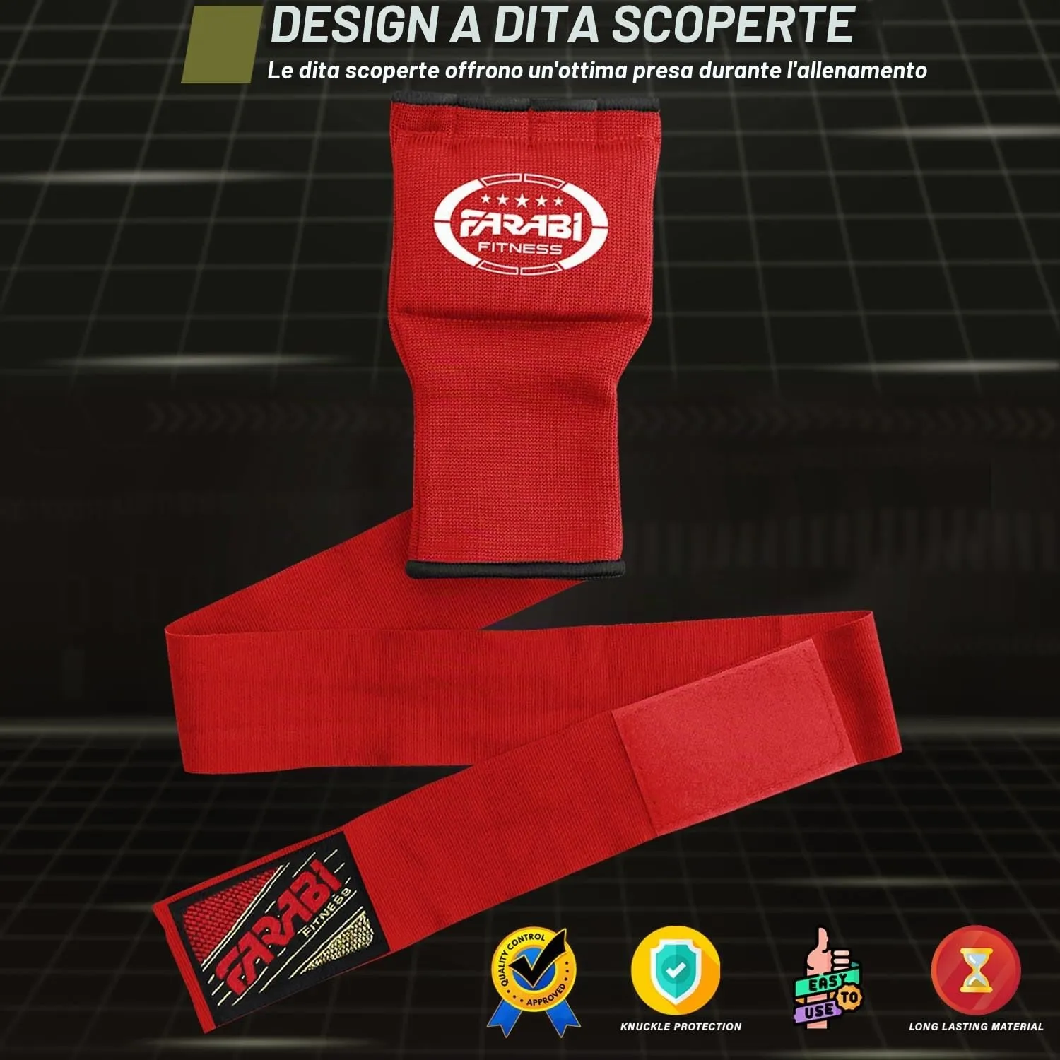 Farabi sottoguanti boxe bambini rossi in gel veloci