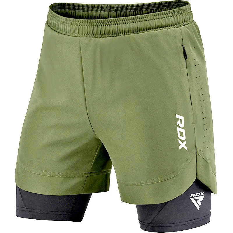 RDX T16 Pantaloncini Compressione 2 in 1 MMA con Tasche