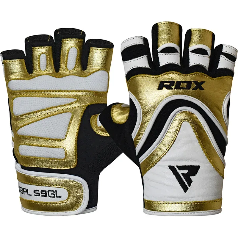 RDX S9 guanti palestra pelle mezzo dito presa salda