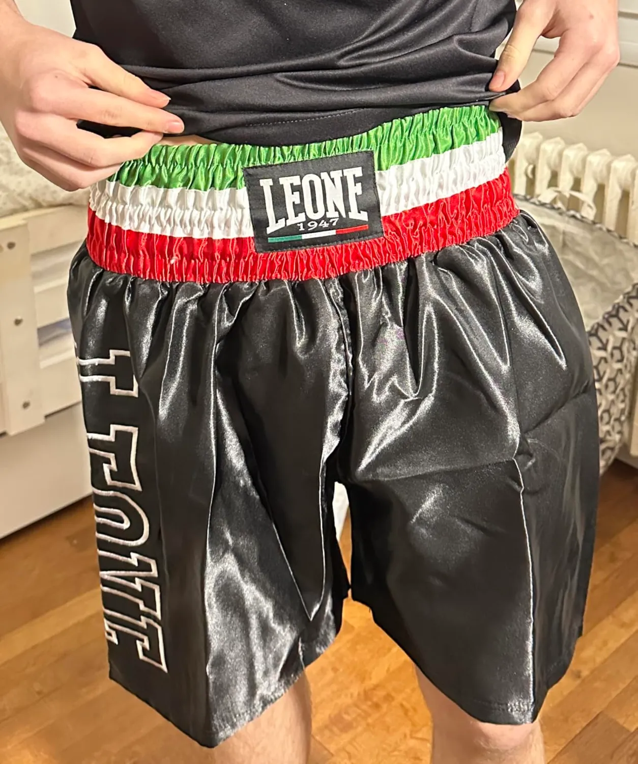 Leone 1947 AB733 pantaloncino boxe satin tricolore