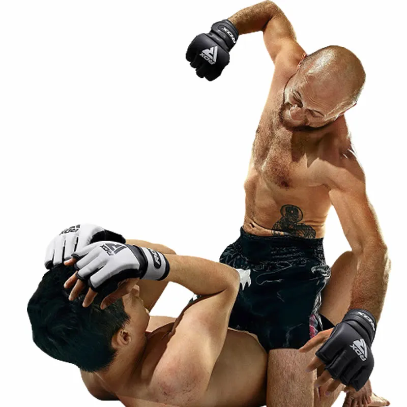 RDX F1 guanti MMA grappling 4oz neri palmo aperto