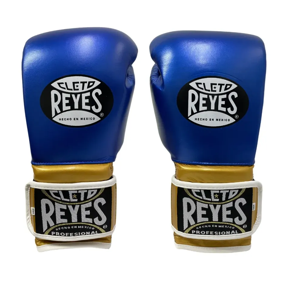 Cleto Reyes Guanti Boxe Allenamento 14 oz Blu Oro Pelle