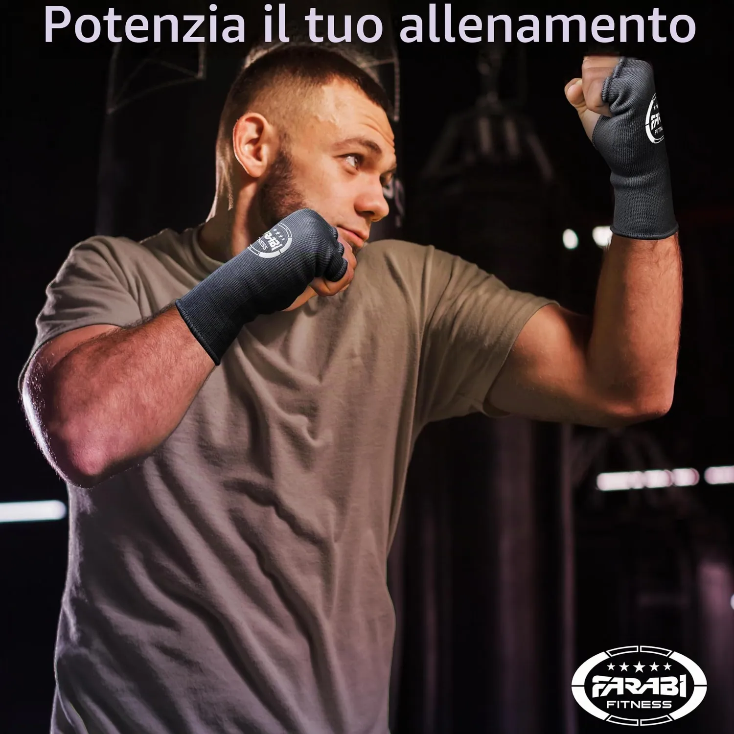 Farabi Sports sottoguanti boxe neri elasticizzati