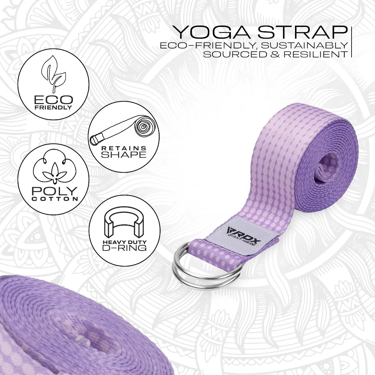 RDX F21 cinghia yoga cotone viola antiscivolo