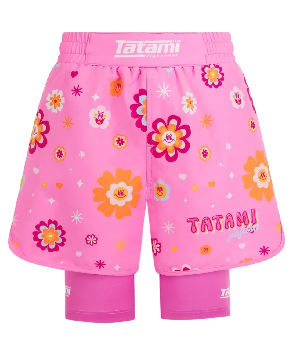 Tatami Flower Power pantaloncini no-gi donna rosa riciclati