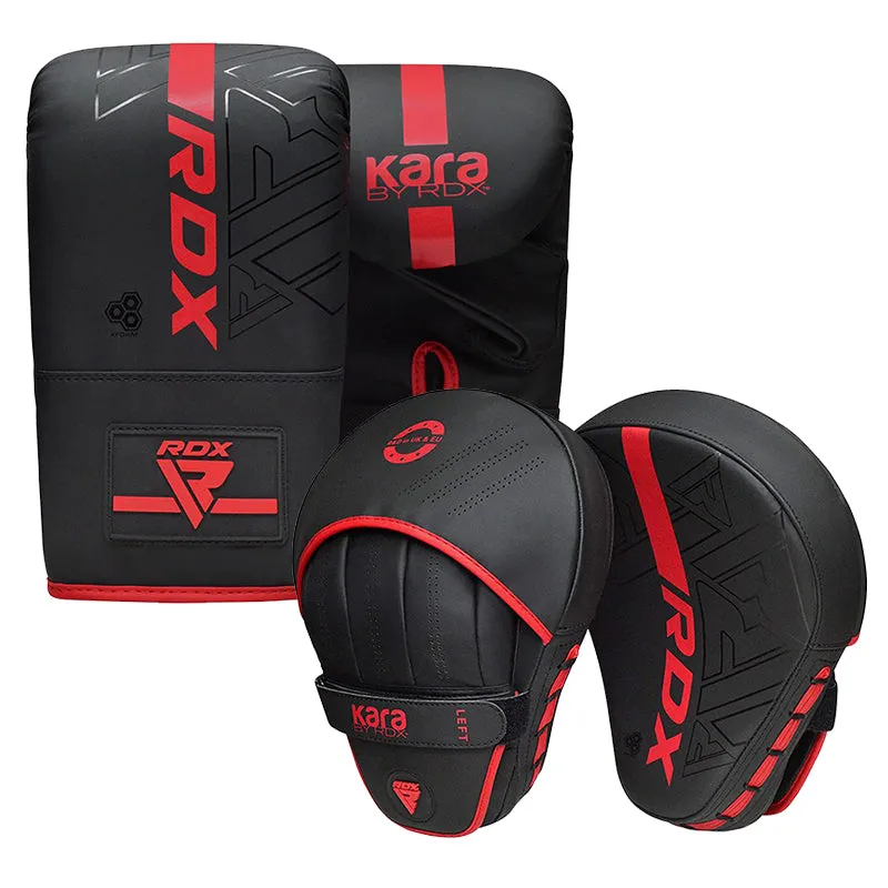 RDX F6 Kara Set Guanti Sacco + Colpitori Focus Nero