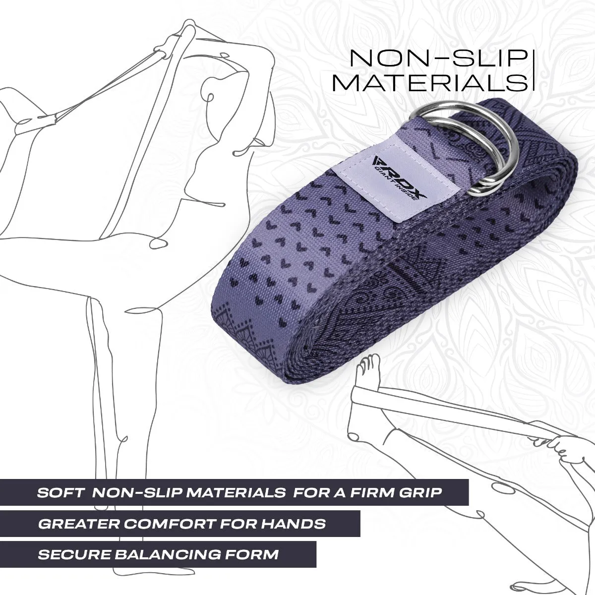 RDX F11 Cinghia Yoga Cotone Viola 244 cm Antiscivolo