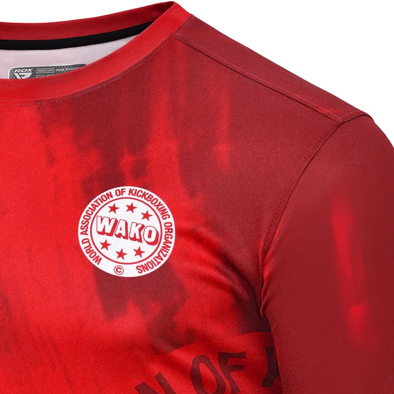 RDX Wako T1 t-shirt kickboxing rossa traspirante