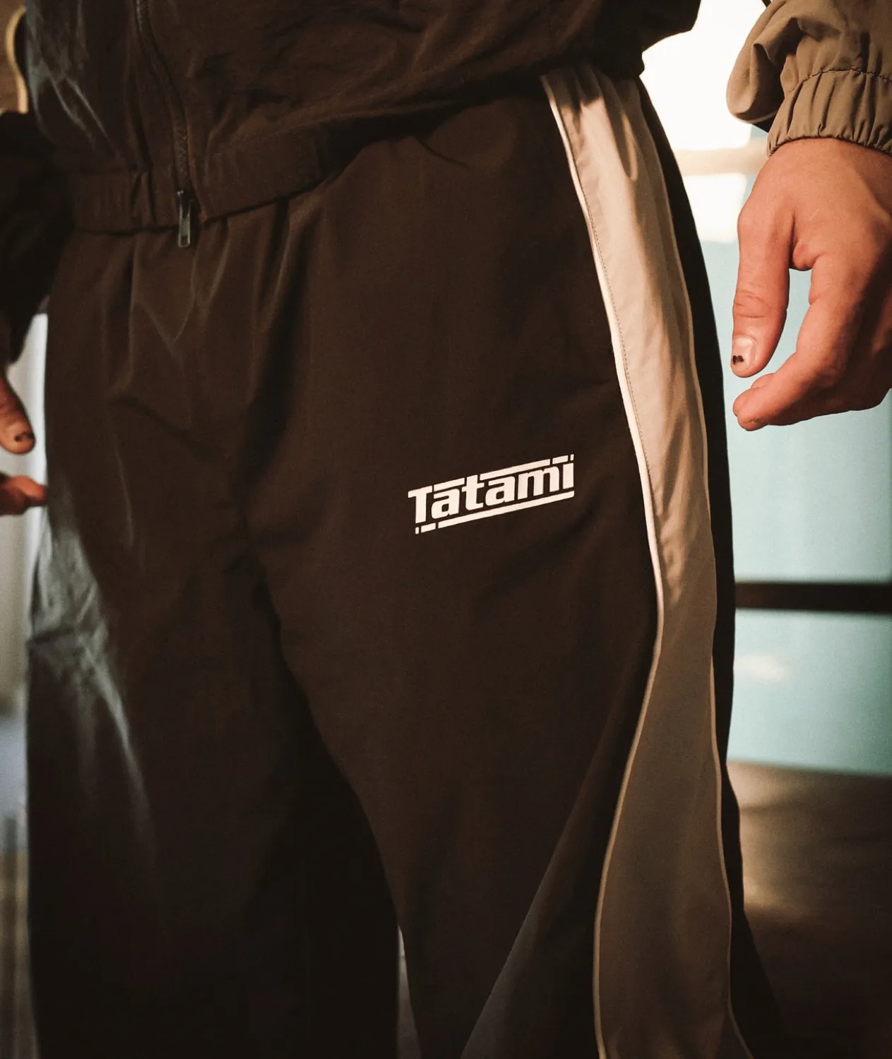 Tatami Tactic Tracksuit Bottoms Pantaloni Tuta Nero Grigio Poliestere