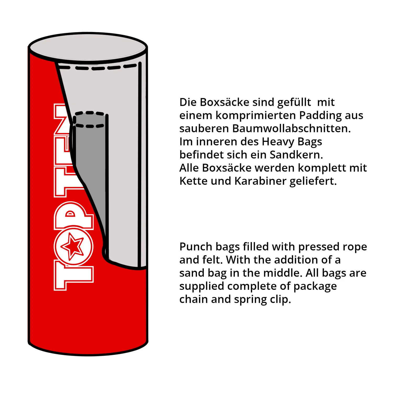 TOP TEN sacco boxe riempito poliuretano