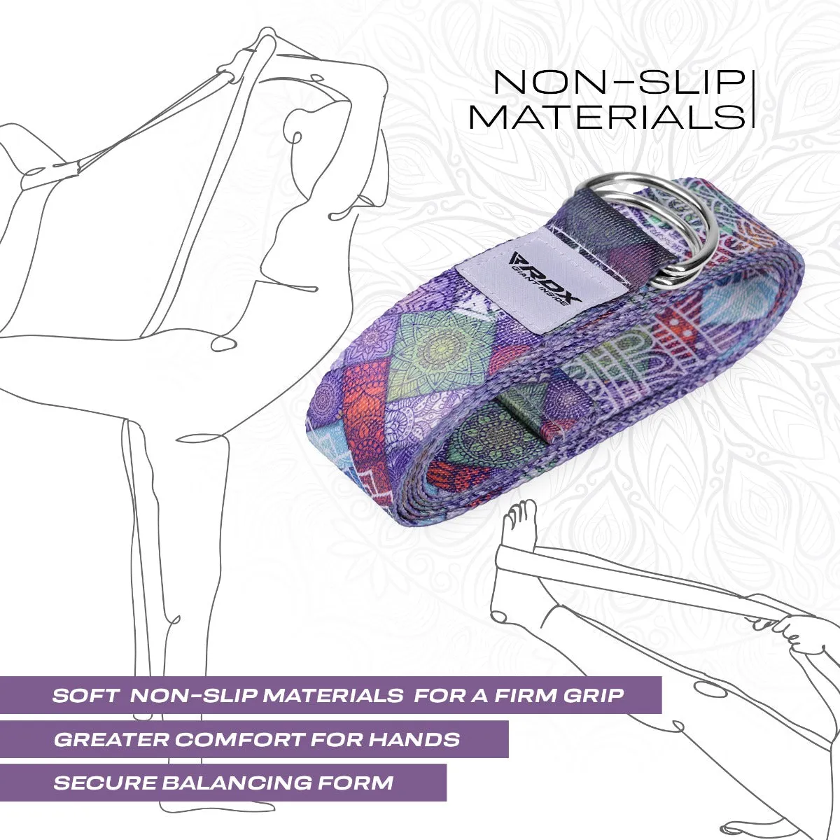 RDX F9 Cinghia Yoga Cotone Multicolore Antiscivolo