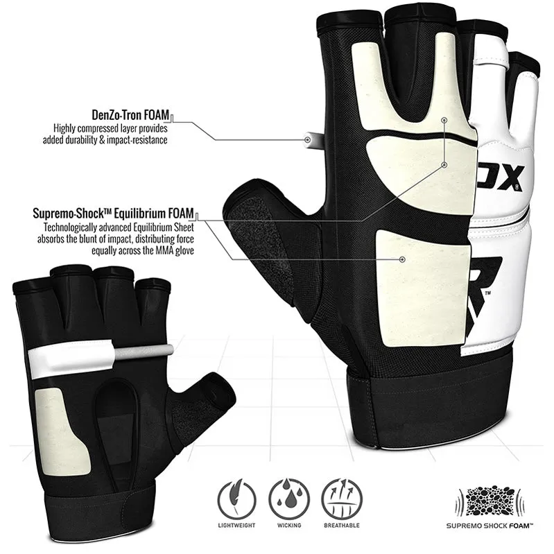 RDX T2 guanti taekwondo bianchi in pelle