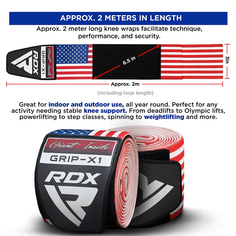 RDX K1 Fasce Ginocchio Bandiera USA Rosso Blu