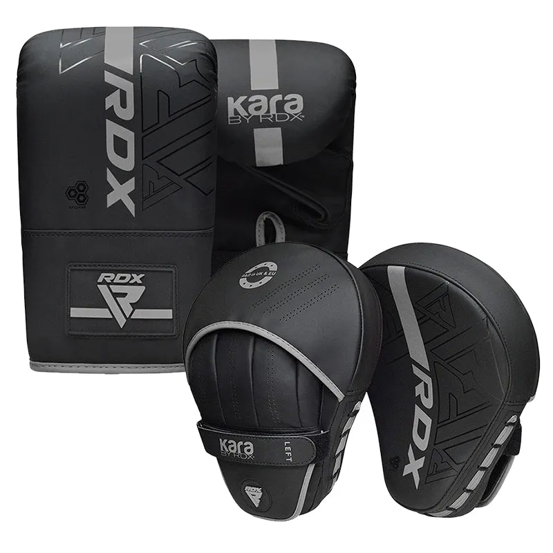 RDX F6 Kara Set Guanti Sacco + Colpitori Focus Nero