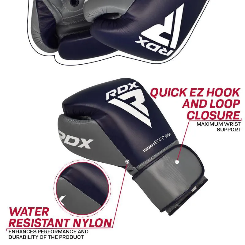 RDX C4 guanti boxe pro sparring blu pelle
