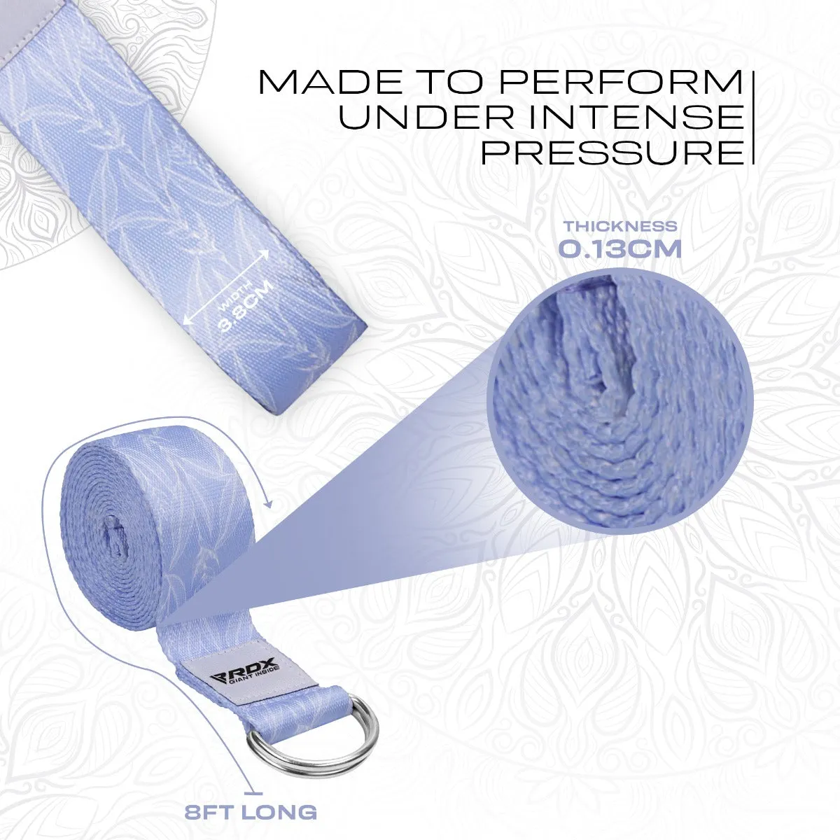RDX F17 Cinghia Yoga Cotone Antiscivolo Blu 244 cm