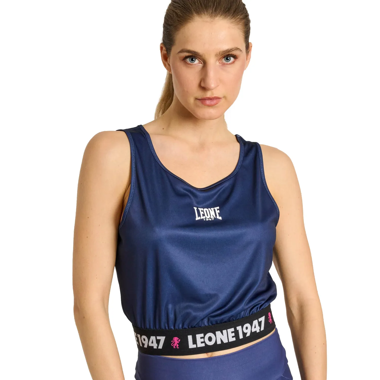 Leone 1947 ABX211 Canotta Crop Donna Blu Scuro Traspirante