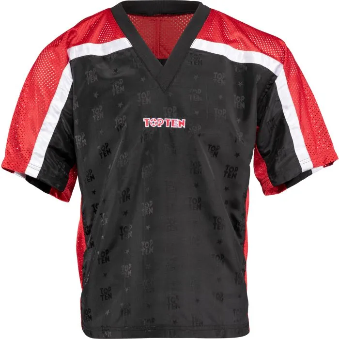 TOP TEN Mesh maglietta kickboxing scollo a V poliestere