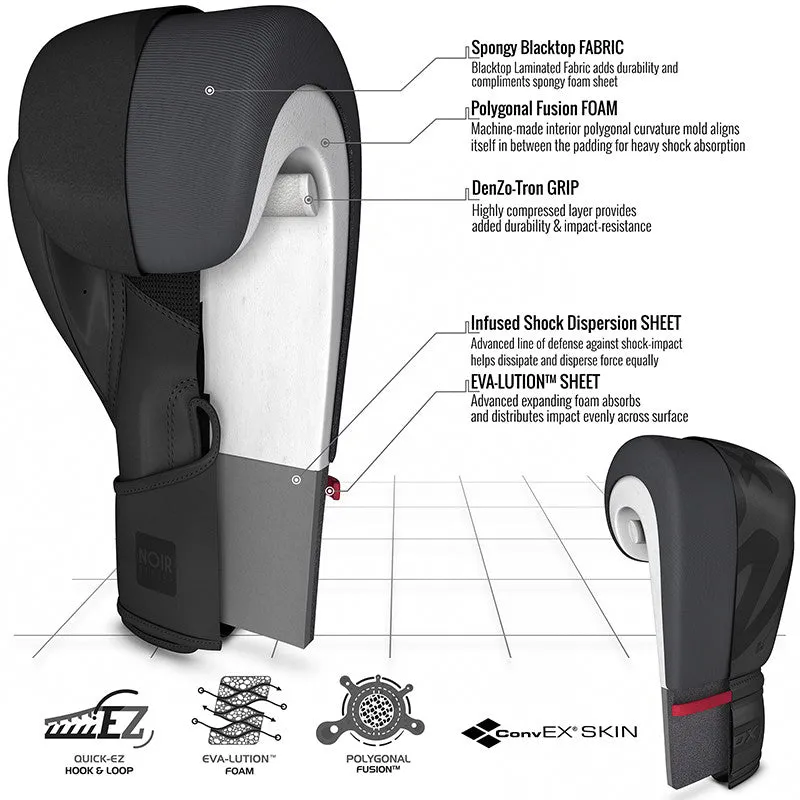 RDX F15 Noir Guanti Boxe Neri 14oz in Pelle
