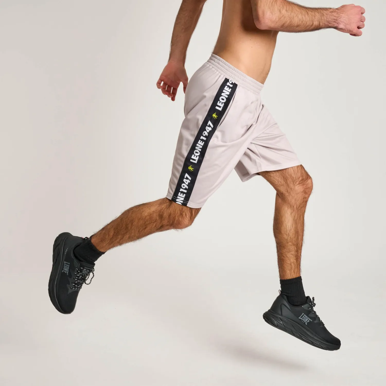 Leone1947 Stripe 47 ABX204 shorts gym uomo neri polymesh