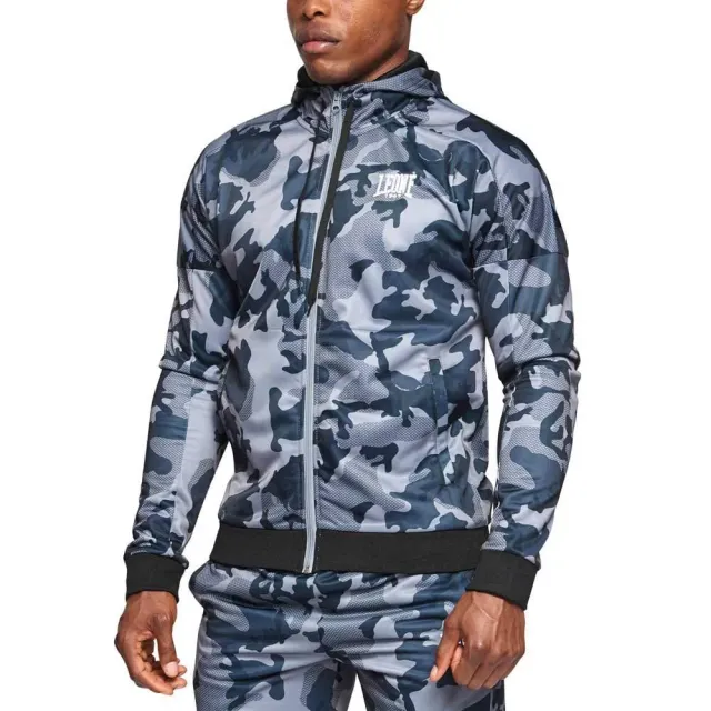 Leone1947 AB302 felpa cappuccio camo grigio XL con zip