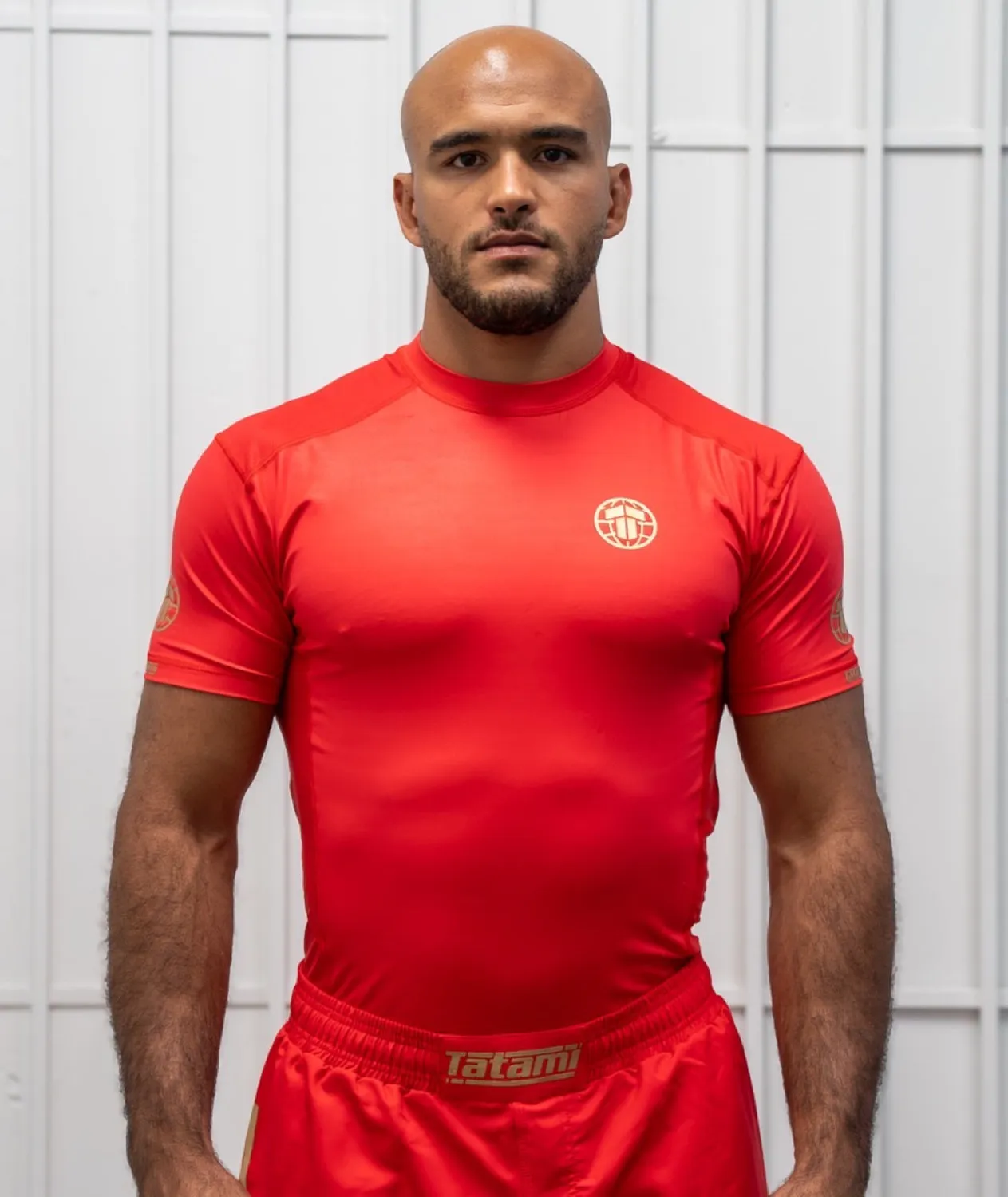 Tatami Pro Rash Guard Uomo Rossa Manica Corta Elasticizzata
