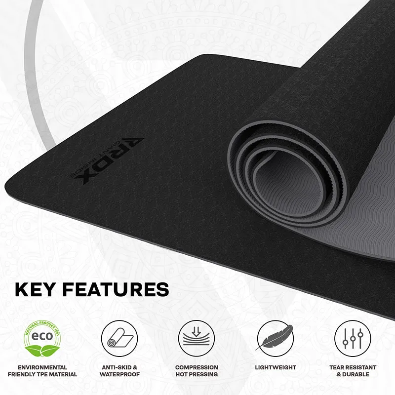 RDX BG Tappetino Yoga TPE 6mm Nero antiscivolo