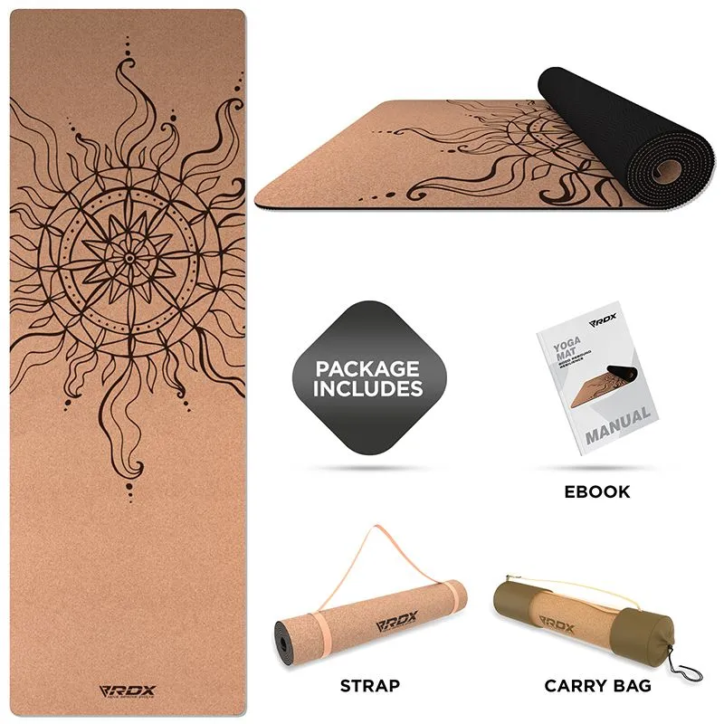 RDX D2 Tappetino Yoga Sughero Marrone 6mm
