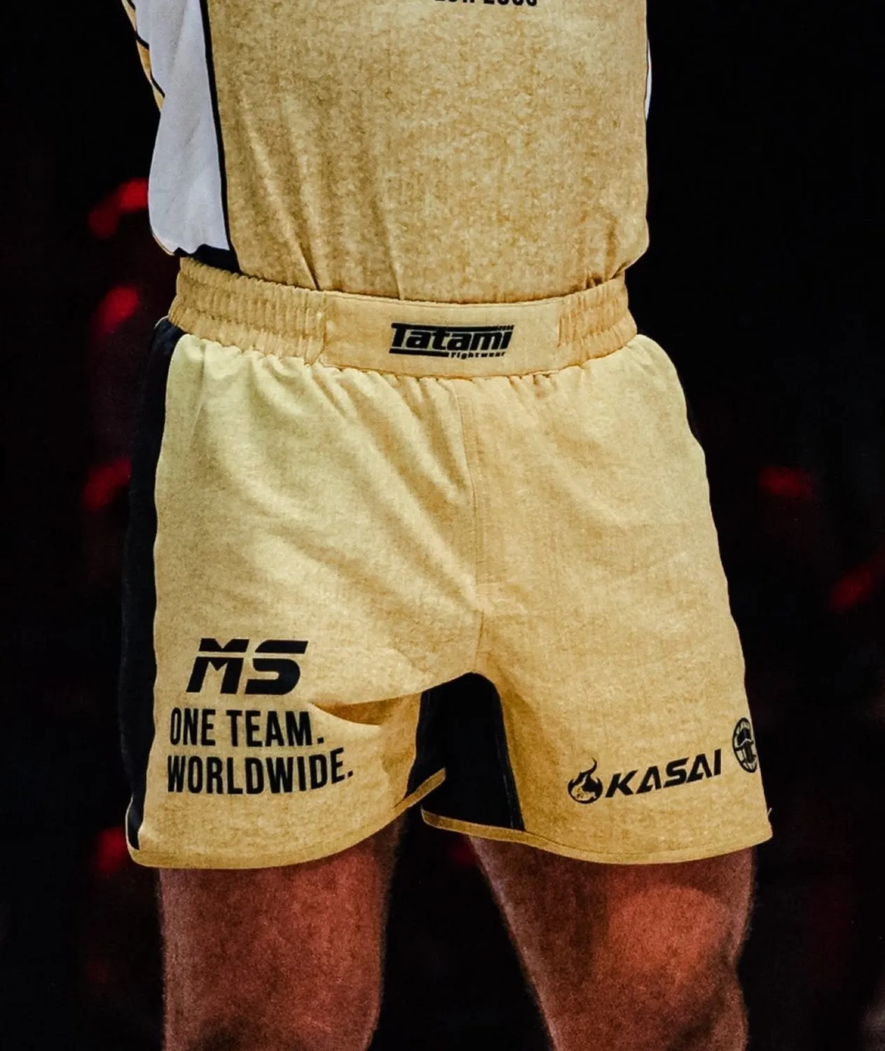 Tatami Fightwear Eco Tech Team Tatami Gold pantaloncini no-gi bianchi