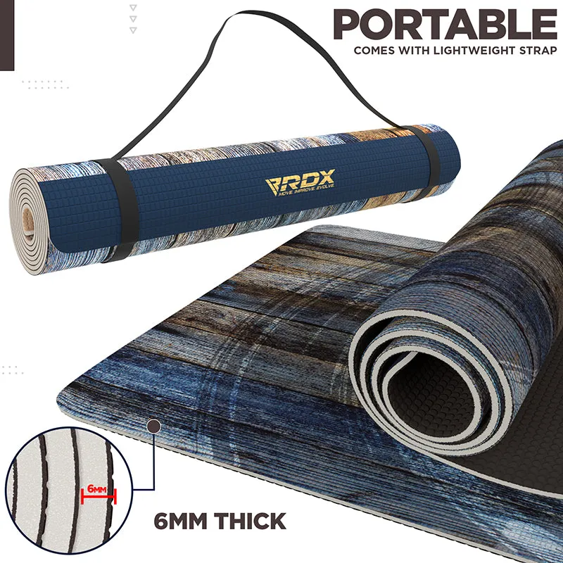 RDX D5 Iris tappetino yoga 6mm PVC blu