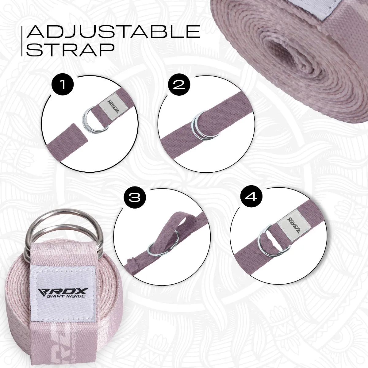 RDX F22 cinghia yoga cotone rosa 8 piedi