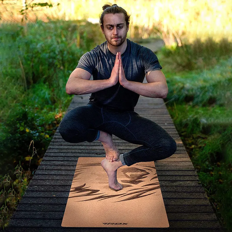 RDX D1 tappetino yoga sughero 6mm marrone