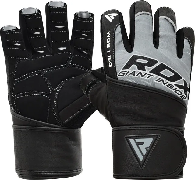 RDX L16 Guanti Palestra Pelle con Fascia Polso gel