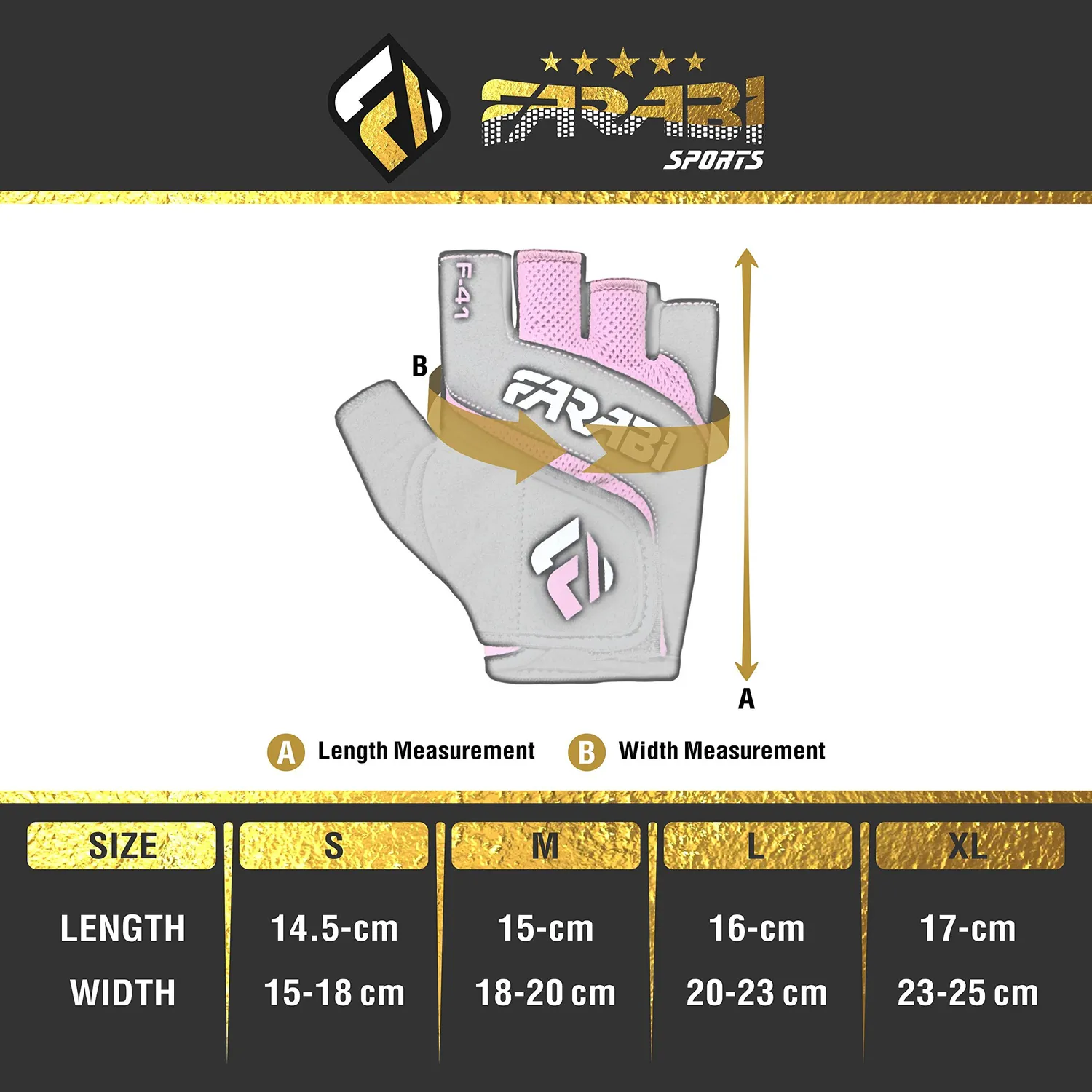 Farabi F-41 guanti fitness pesi pelle M