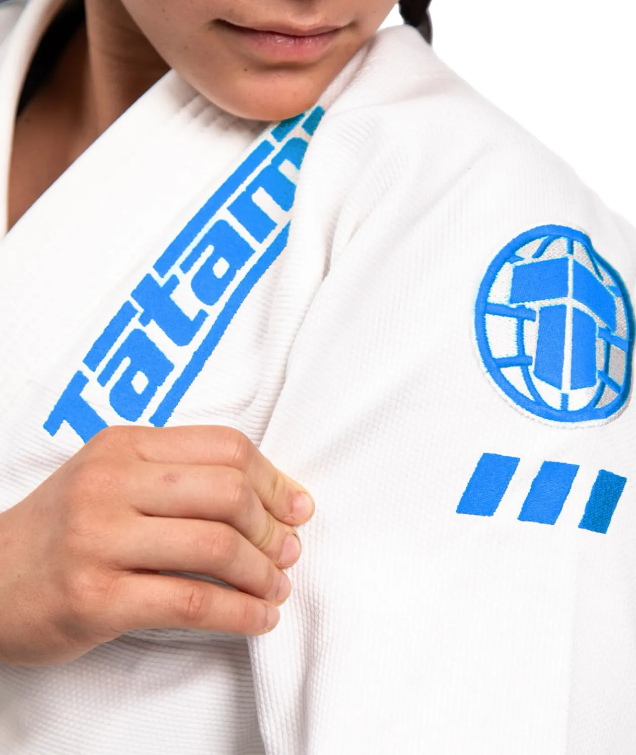 Tatami Fightwear Pro Series kimono BJJ bimbo bianco azzurro