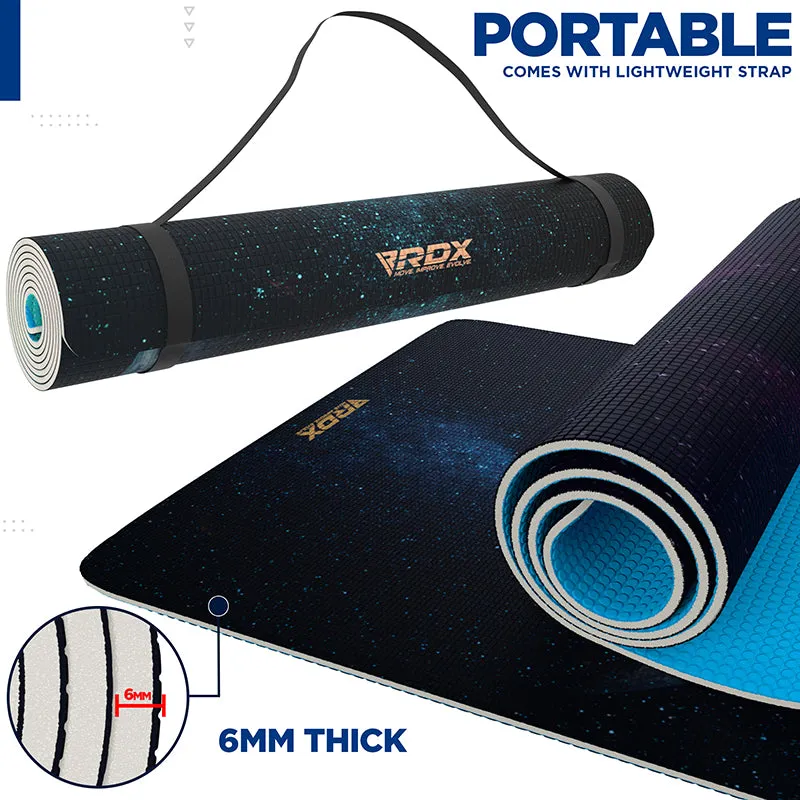 RDX D7 Iris Tappetino Yoga 6mm PVC Blu Antiscivolo