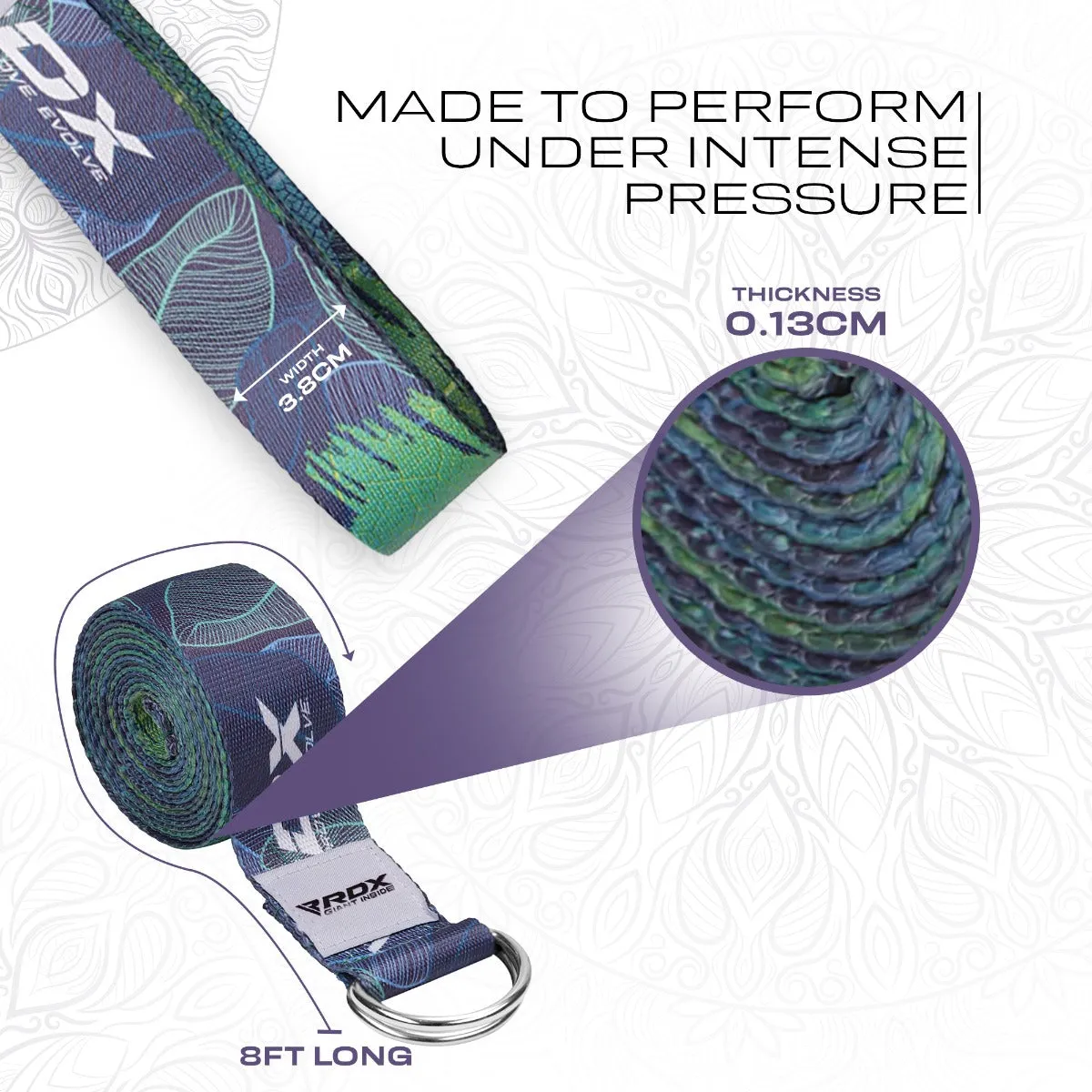 RDX F10 Cinghia Yoga Cotone Multi Color antiscivolo