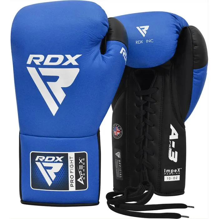 RDX Apex A3 Pro guantoni boxe lacci 10oz rossi